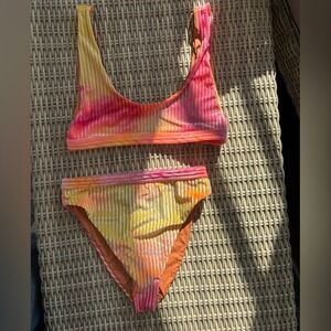 Dippin Daisy's Gorgeous Tie Dye‎ Velvet Bikini Set large/medium vacation beach
